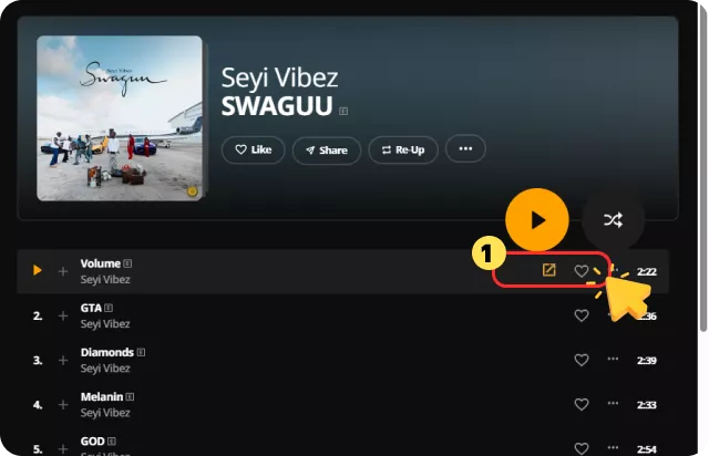 Copy the Audiomack Link