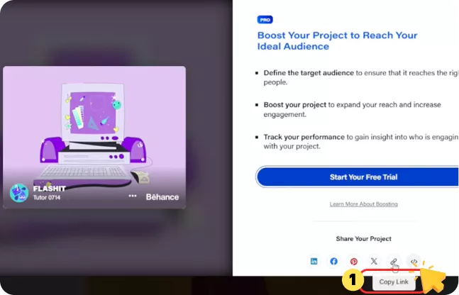 Copy the Behance URL