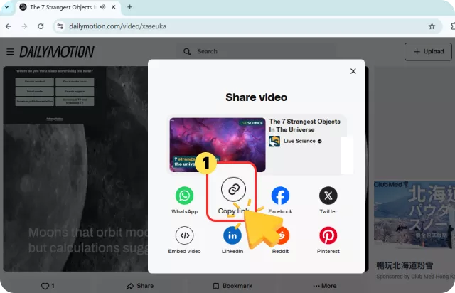 Copy the Dailymotion Video URL