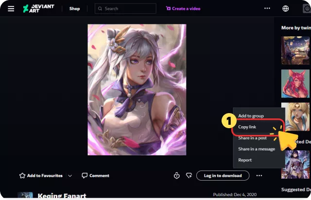 Copy the DeviantArt URL