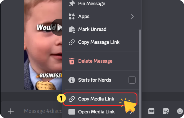 Copia il collegamento video Discord