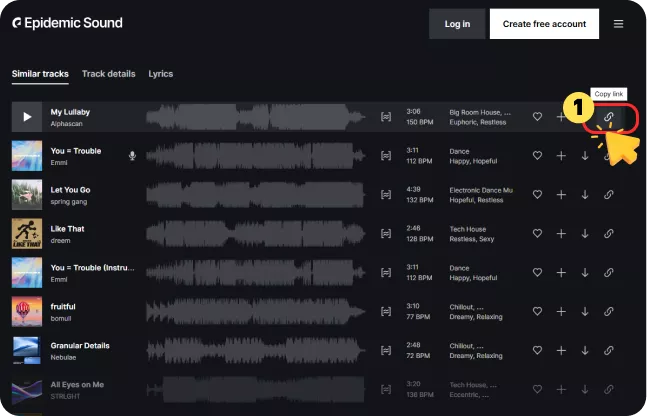 Copy the Epidemic Sound Link