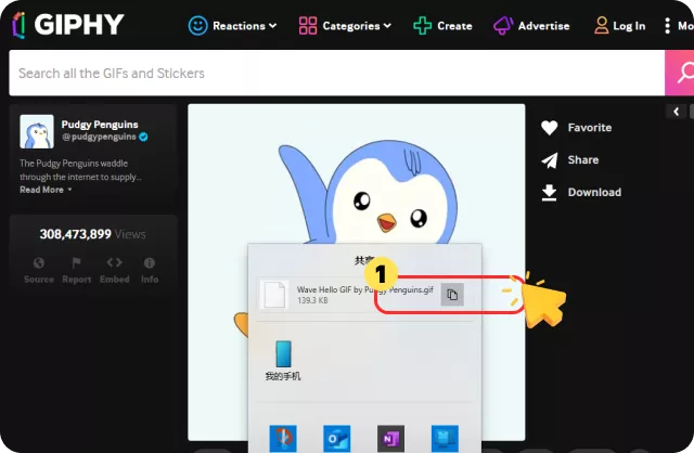 Kopiere den Giphy-Link