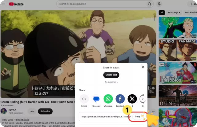Go to YouTube and Copy the Link