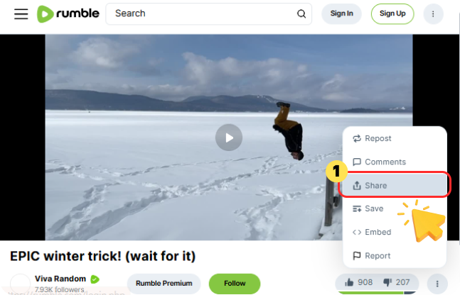 Copy the Rumble Video URL