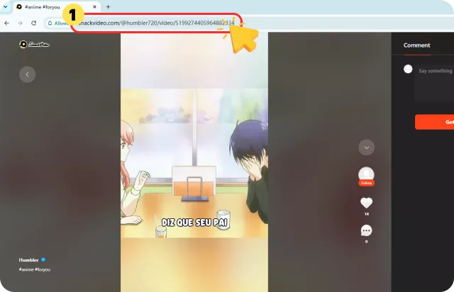Copy the Snack Video URL