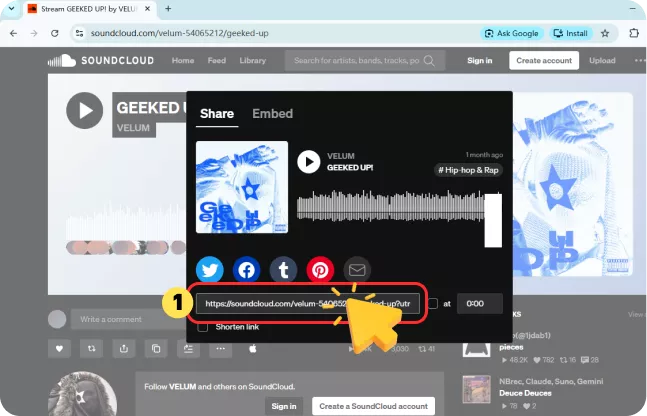 Copy the SoundCloud Link