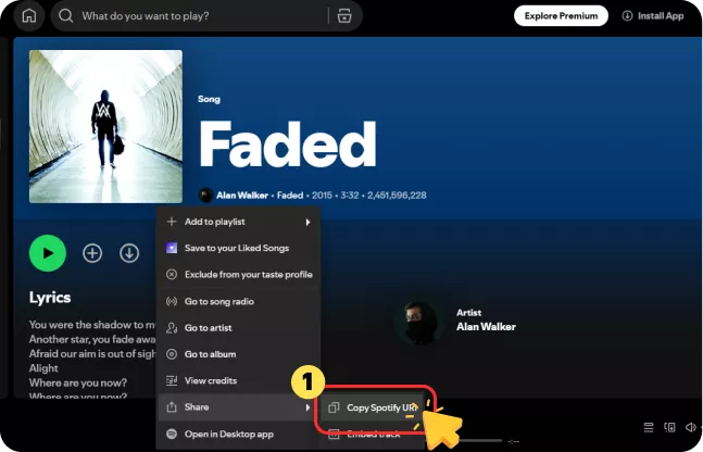 Copy the Spotify Link